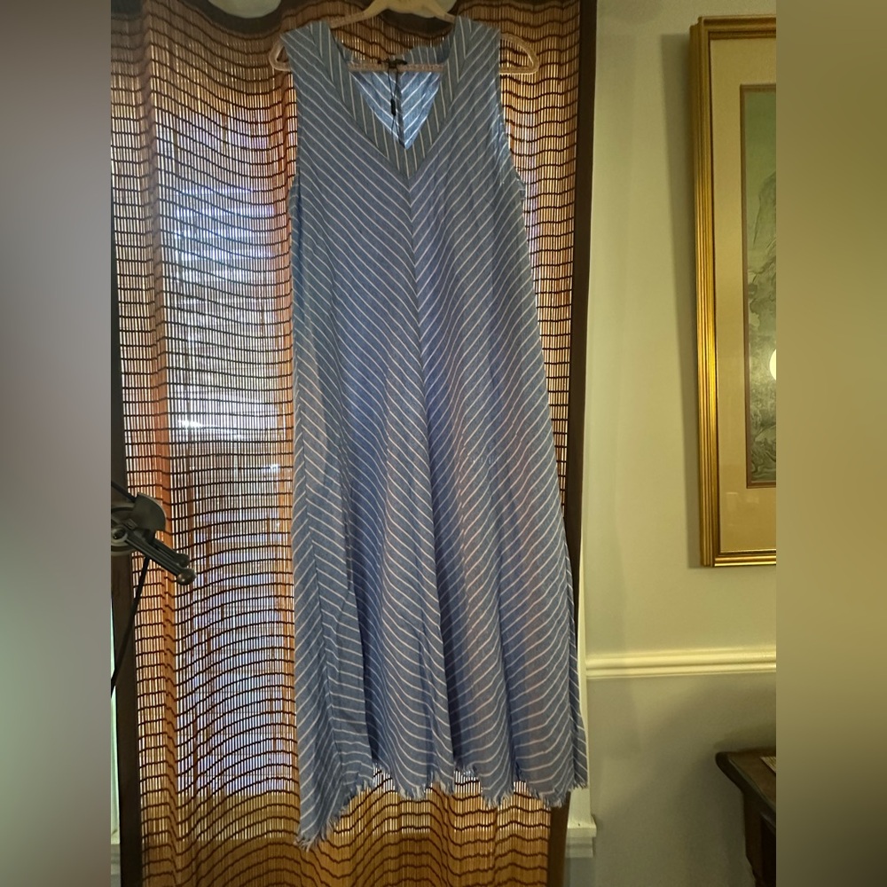 For Cynthia Blue and Pink Striped Sleeveless Dress
